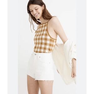 MADEWELL - Apron Sweater Tank Top in Gold/White Gingham pattern - Size S